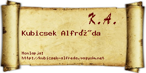 Kubicsek Alfréda névjegykártya